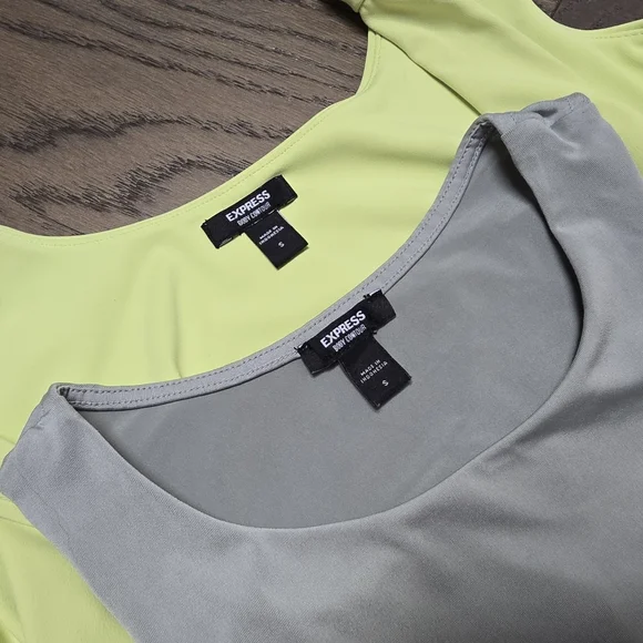 Express x2 Sleeveless Contour Bodysuits in Sage & Melon BUNDLE - Picture 6 of 7